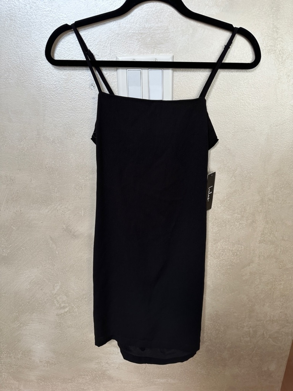 Lulu's Black Spaghetti-Strap Mini Dress, sz medium, new with tags
